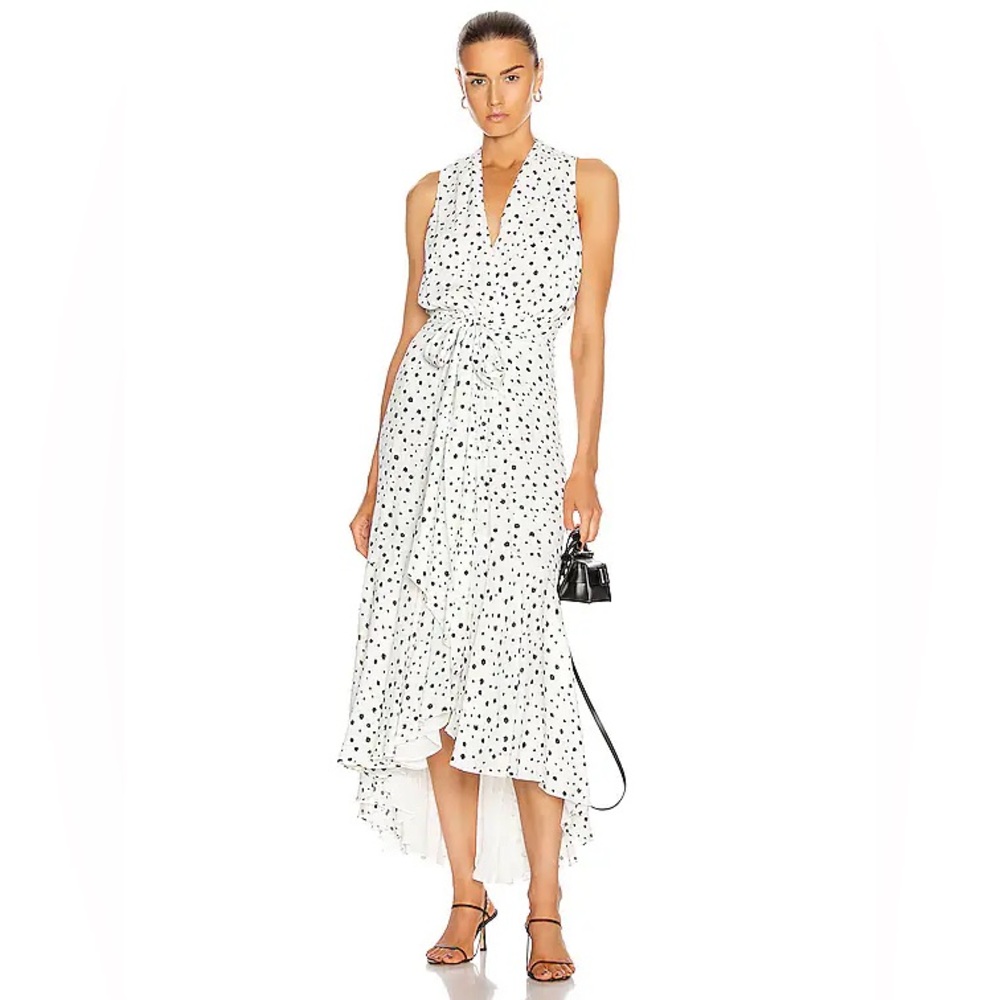Silvia Tcherassi Nini Tie-front Polka-dot Crepe De Chine Midi Dress In White